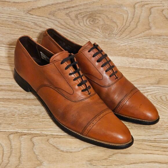 Stacy Adams Madison Oak Brown Leather Dress Shoes Oxford Cap Toe Mens Size 9.5 D - Picture 5 of 10